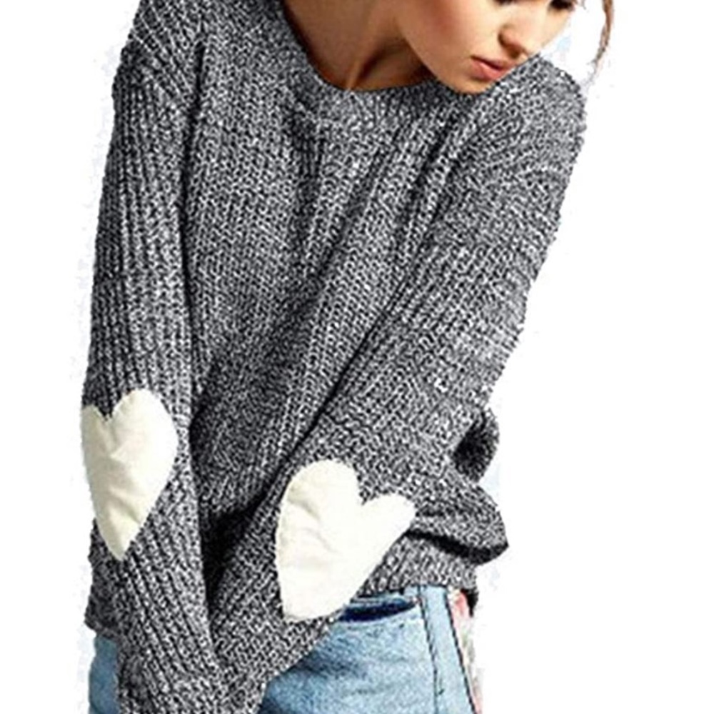 Sweater with elbow heart patches